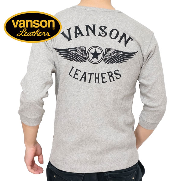 バンソン フライングエンブレム刺繍 テレコ Vネック 6分袖Tシャツ メンズ 新作2024年モデル VANSON nvst-2410｜02brand｜03