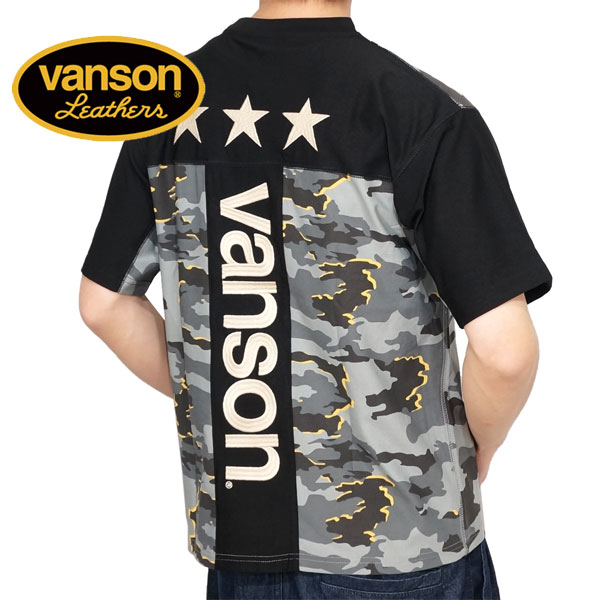 バンソン ラインエンブレムロゴ刺繍 ドライ 半袖Tシャツ メンズ 新作2024年モデル VANSON...