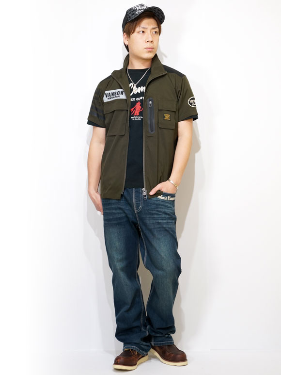 VANSON（バンソン） イーグルエンブレム 13oz ユーズド加工 ストレッチ