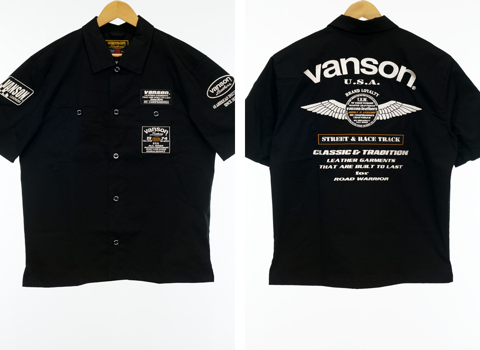 ＊VANSON レオパード 切替 刺繍 ワッペン 開襟 半袖シャツ XL VANSON - ＊VANSON レオパード 切替 刺繍 ワッペン 開襟 半袖