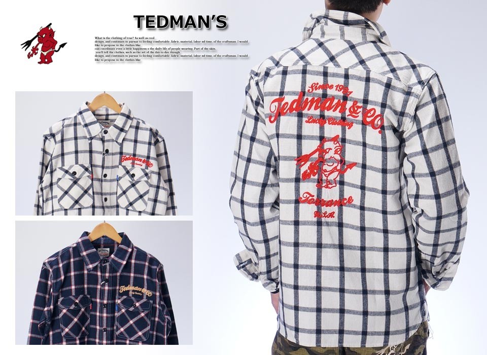 アウトレットセール!!テッドマン 長袖チェックシャツ TEDMANS tchs-100