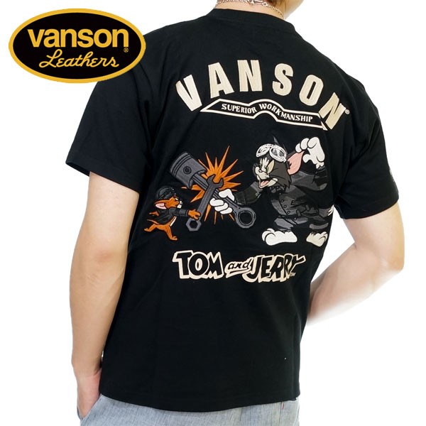 バンソン トムとジェリーコラボ メカニックトムジェリ 刺繍 半袖Tシャツ メンズ 新作2022年モデ...