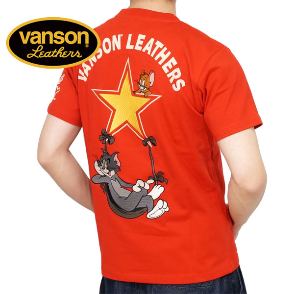 バンソン トムとジェリーコラボ トムジェリスター刺繍 半袖Tシャツ メンズ 新作2024年モデル V...
