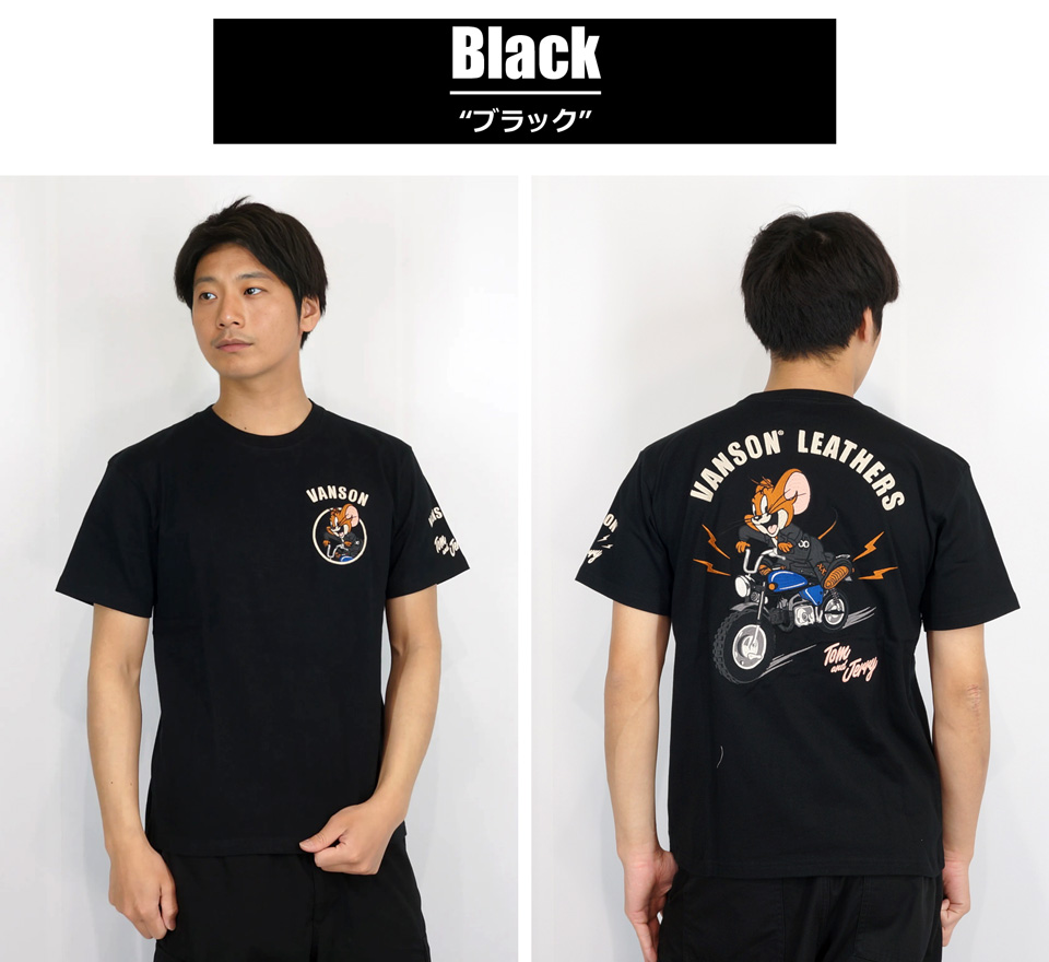 VANSON（バンソン） トムとジェリーコラボ バイカーズジェリ刺繍 半袖T