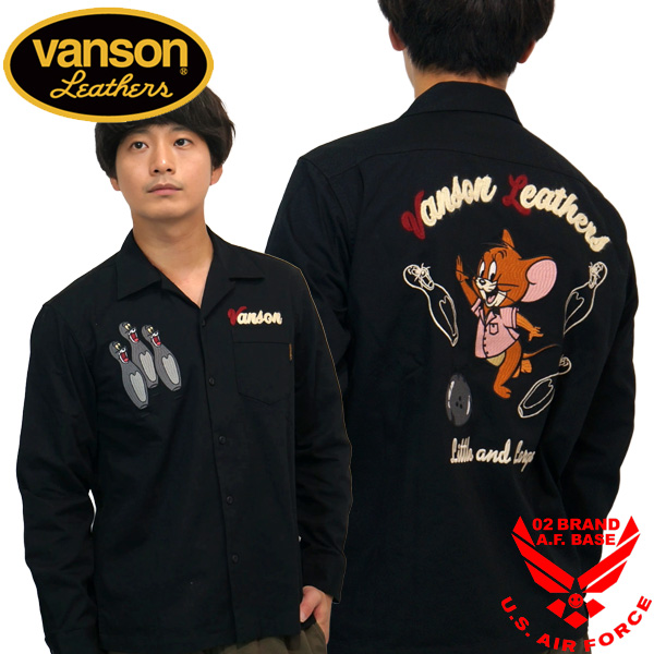 VANSON（バンソン） トムとジェリーコラボ ボーラージェリー刺繍 ツイル 長袖シャツ メンズ 新作2025年モデル VANSON Tom ...