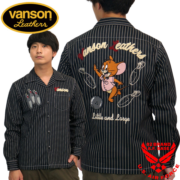 VANSON（バンソン） トムとジェリーコラボ ボーラージェリー刺繍 ツイル 長袖シャツ メンズ 新作2025年モデル VANSON Tom ...