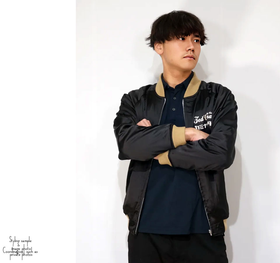 テッドマン×カミナリ コラボスカジャン TEDMAN（テッドマン） カミナリモータース コラボ カミナリ麗心愚 刺繍