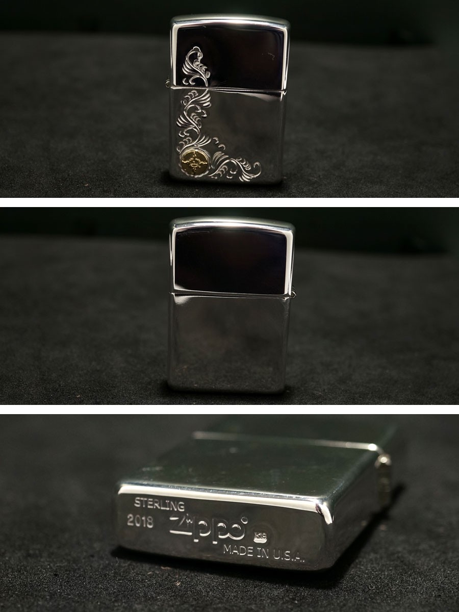 限定価格セール K18付 カラ草彫り シルバー925 Zippo Z 001 ジッポー ライター First Arrow S ファーストアローズ 新しい到着