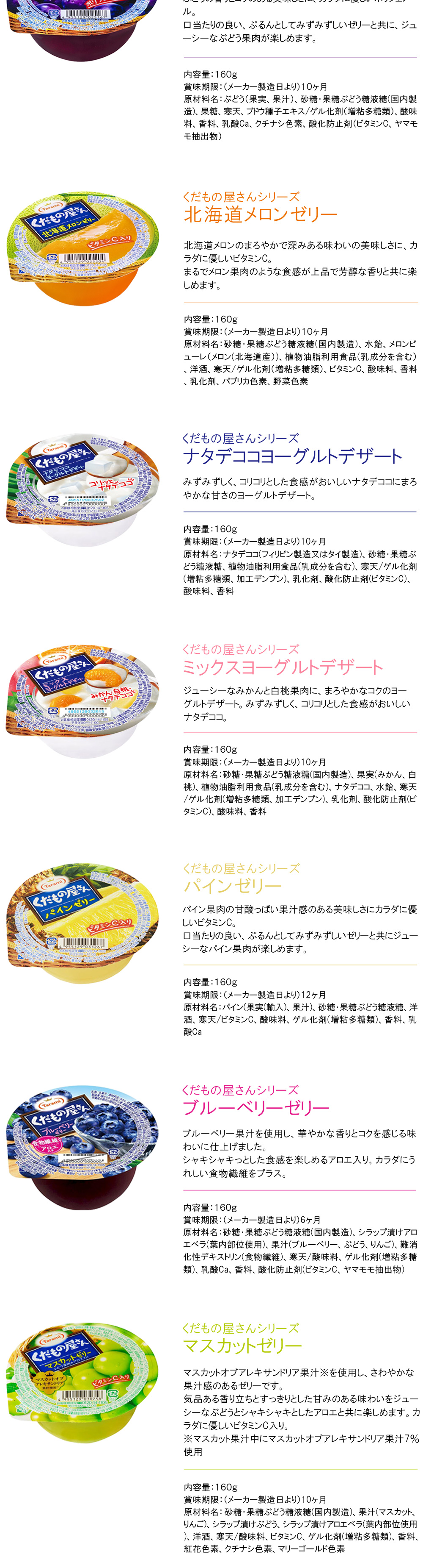 たらみ 長崎発 ゼリー くだもの屋さん 各種6個入×よりどり5種類：合計