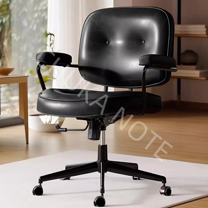 本革 背もたれ椅子 レトロ風 書斎 PCチェア デスクチェア ロッキング