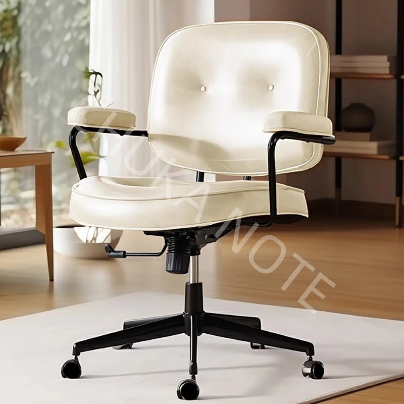 本革 背もたれ椅子 レトロ風 書斎 PCチェア デスクチェア ロッキング