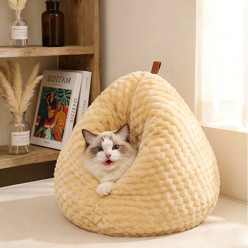 ペット用寝袋 楽天市場】ペットベッド ベージュ クッション付き 猫用ベッド クッション 暖かい 布団 寝袋 ベッド・クッション・ハウス