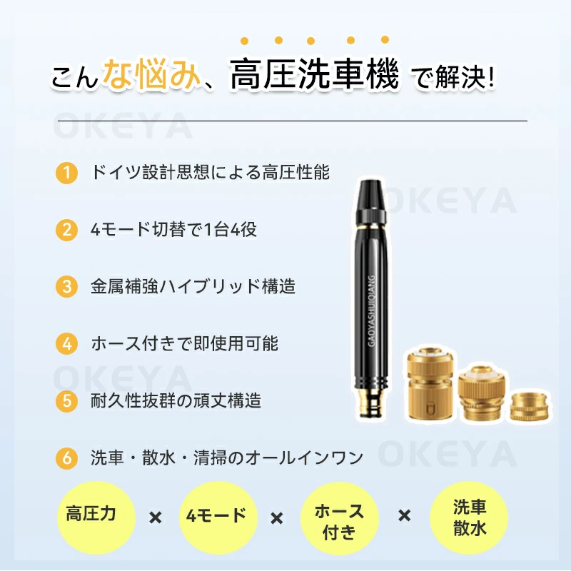高圧洗浄機 & 散水兼用】ブースター ノズル 家庭用高圧洗車 コードレス