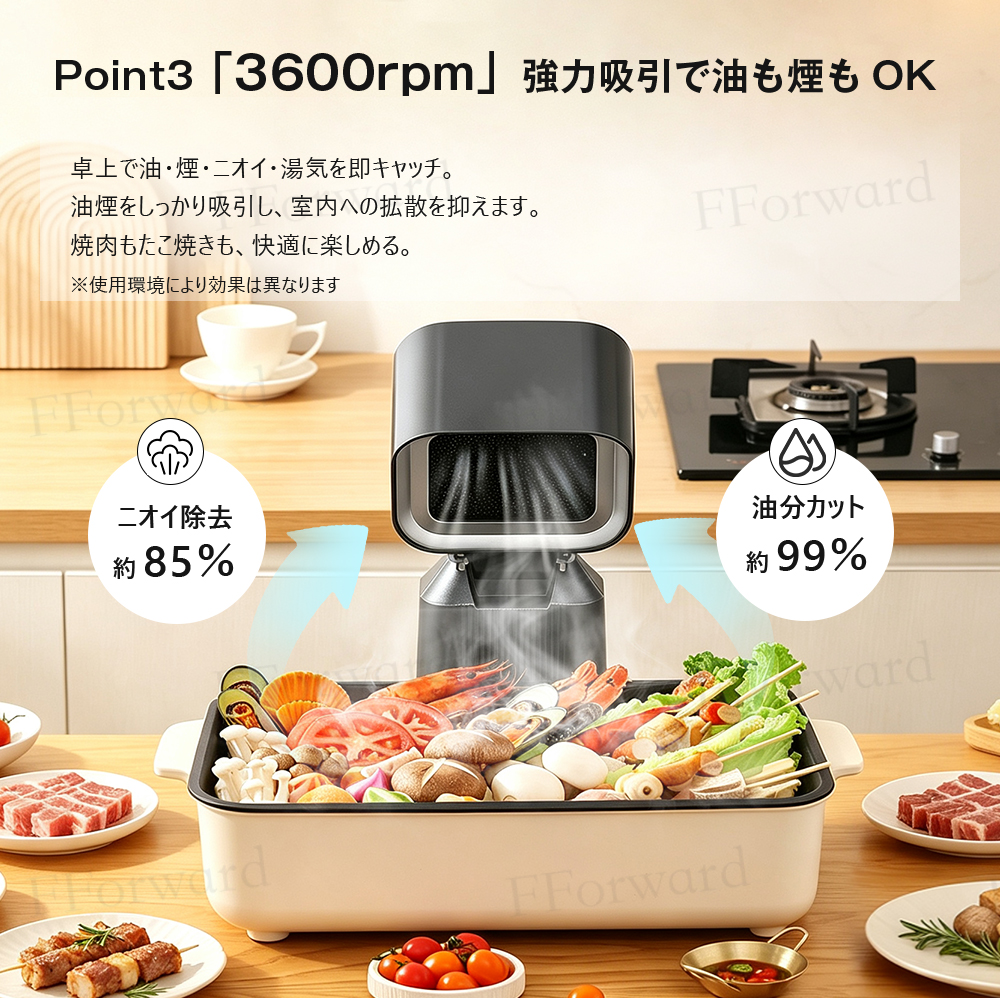 卓上レンジフード 卓上換気扇 吸煙機 ポータブル 焼肉煙吸引器 空気