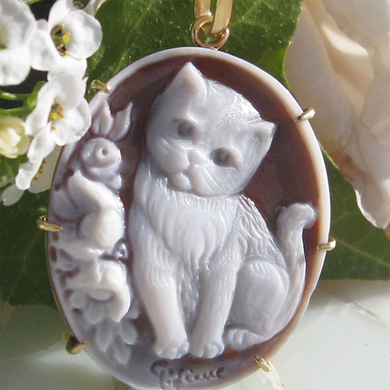 猫,犬,鳥,イルカ,馬のシェルカメオ カメオ専門店 千年ジュエリー Yahoo