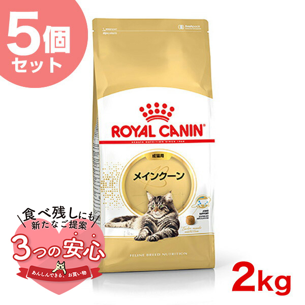 【お得な5個セット】ロイヤルカナン メインクーン 成猫用 2kg / メインクーン 成猫用（生後15ヵ月齢から12歳まで） / ドライフード ジッパー有り