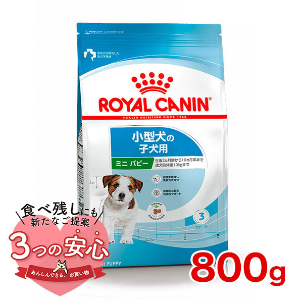 ロイヤルカナン ミニ パピー 800g / 小型犬（成犬時体重1〜10kg）の子犬用（生後10ヵ月齢まで） / SHN 犬 ドライフード ジッパー有り[SoLd]