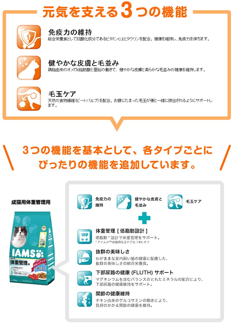 アイムス]IAMS 成猫用 体重管理用 まぐろ味 1.5kg 4902397841777 #w