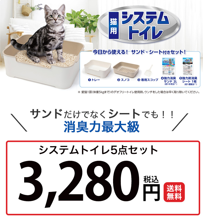 ペットプロ デオフリー 猫用システムトイレ5点セット / セット内容