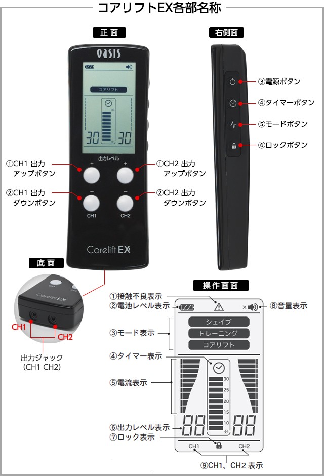 コアリフトEX EMS 家庭用 8極式 【送料無料】 : z001-001-10000 : 東急スポーツオアシスYahoo!店 - 通販 -  Yahoo!ショッピング