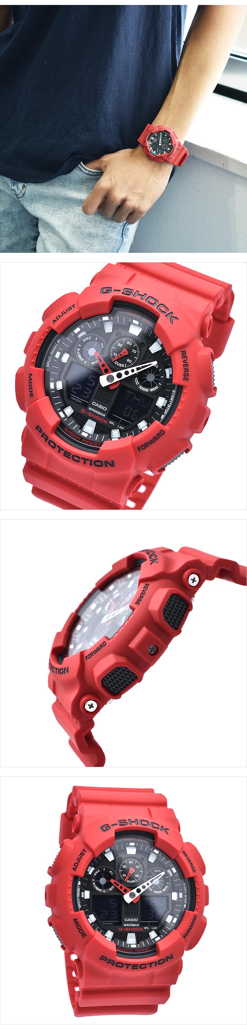 新品未使用 G-SHOCK GA-100B レッド ブラック 箱付き カシオ Gショック G-SHOCK GA-100B-4AJF メンズ 腕時計 時計 爆買