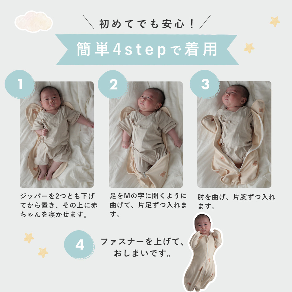 スワドル コットン おくるみ スリーパー 新生児 モロー反射  Hugmuu ハグムー