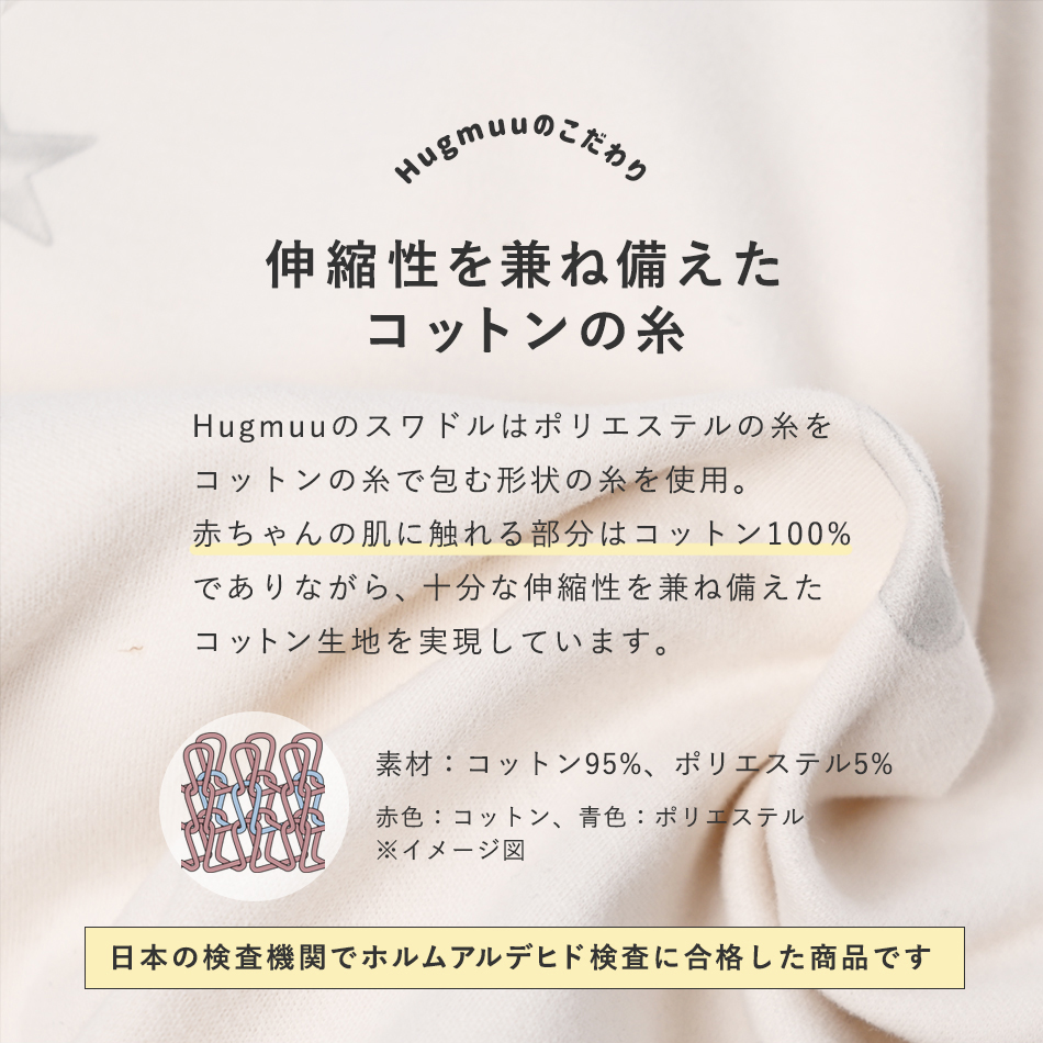 スワドル コットン おくるみ スリーパー 新生児 モロー反射 寝かしつけ 夜泣き  Hugmuu ハグムー
