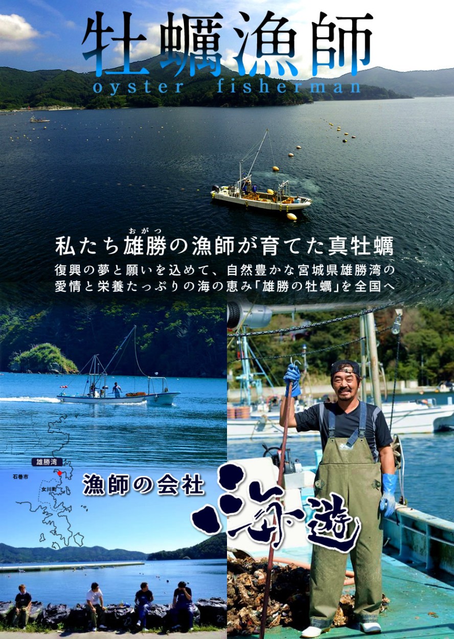 海遊 生牡蠣 宮城県石巻 雄勝湾 カキ漁師