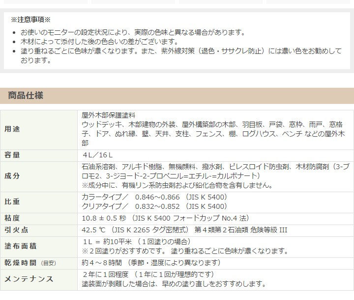 塗料 木材 油性 ウッドステインプロ 16L クリア 塗料の種類は油性