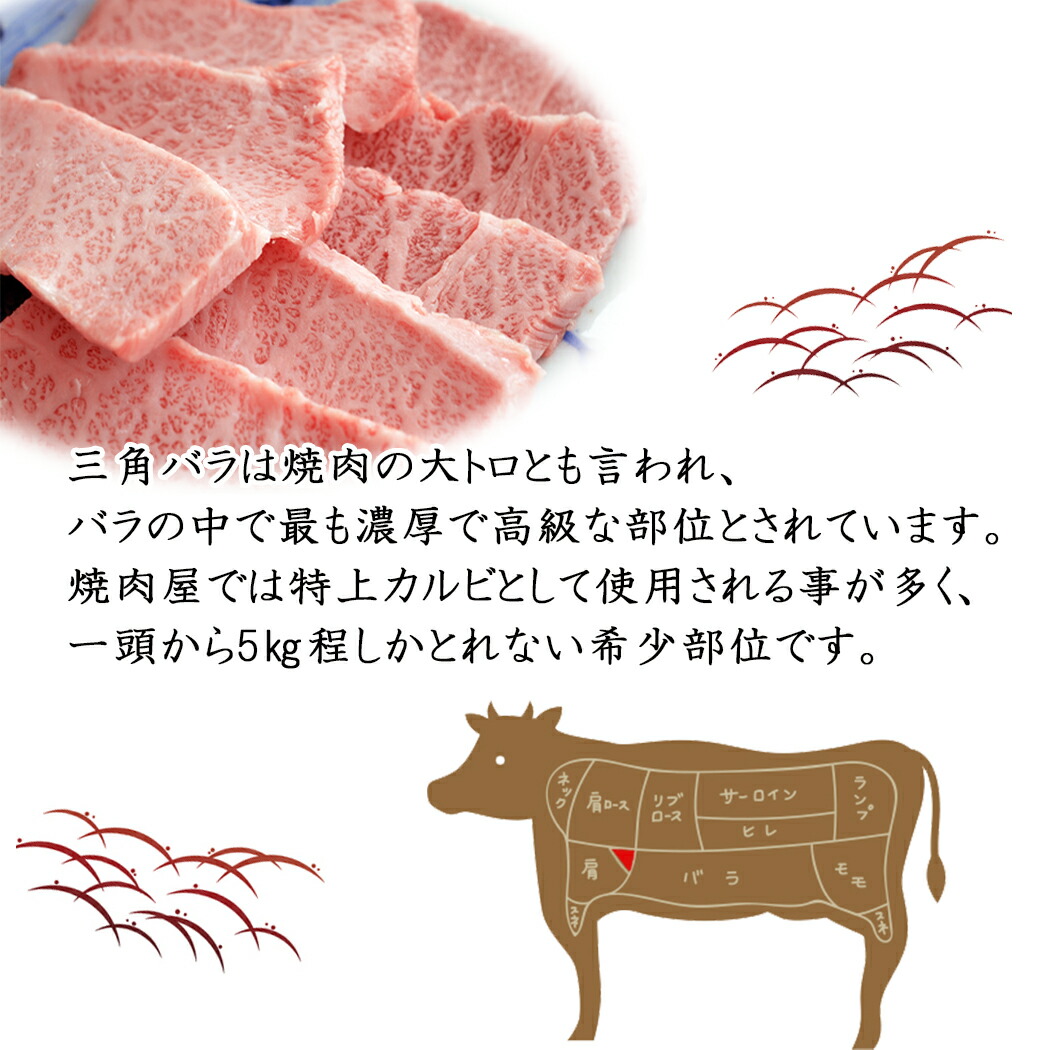 セゾンブシェ ステーキ肉 A5等級極上霜降三角バラ焼肉 ご自宅用