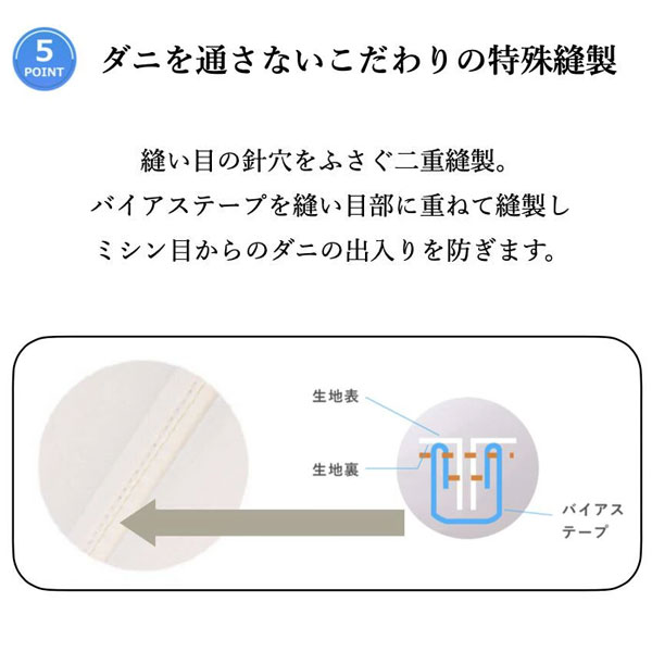 ダニを通さないこだわりの特殊縫製