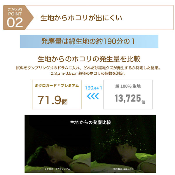 生地からホコリが出にくい