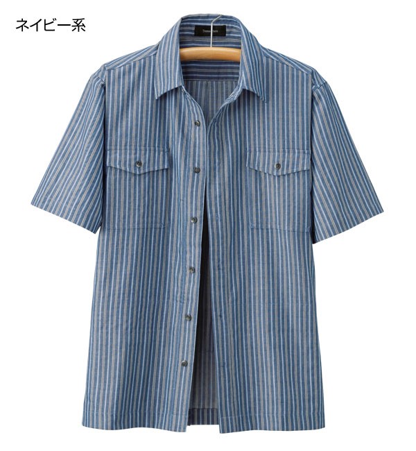 ピンストライプ シャツ 五分袖 2色 ポケット付 半袖 夏 nr9574 osharewalker シャツ ブラウス 春夏 レディース トップス 半袖