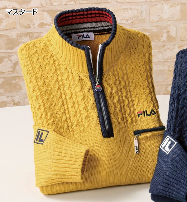 FILA フィラ 編地切り替えアクティブセーター 同サイズ2色組