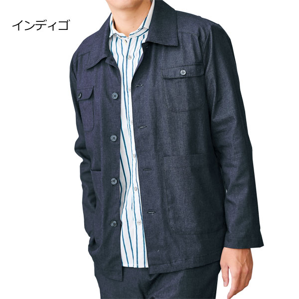 日本製 広島デニムシャツジャケット 豊富な収納力 4ポケット 綿100