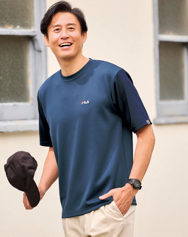 FILA★新商品★UNI_COLD WAVE 機能性冷感Tシャツ_3色 FILA フィラ 袖配色カットソー 接触冷感Tシャツ 吸水速乾 メンズ
