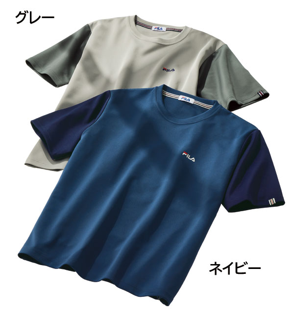 FILA フィラ 袖配色カットソー 接触冷感Tシャツ 吸水速乾 メンズ
