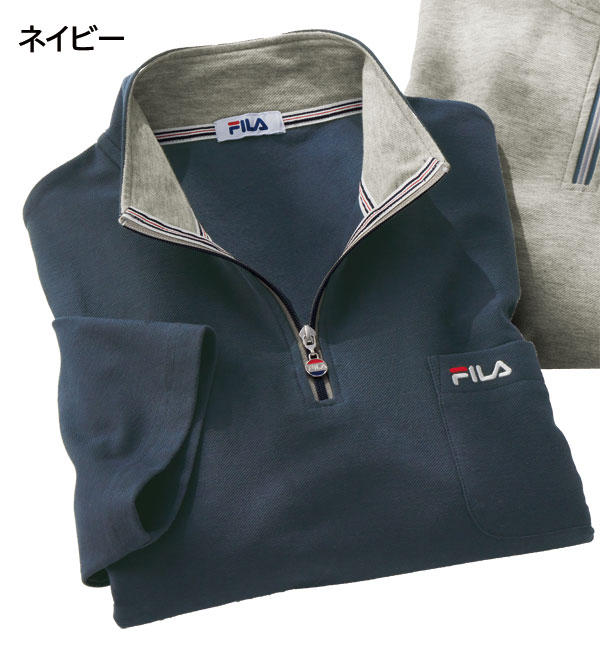 FILA フィラ ハーフジップトレーナー 吸水速乾 5分袖 両脇ポケット