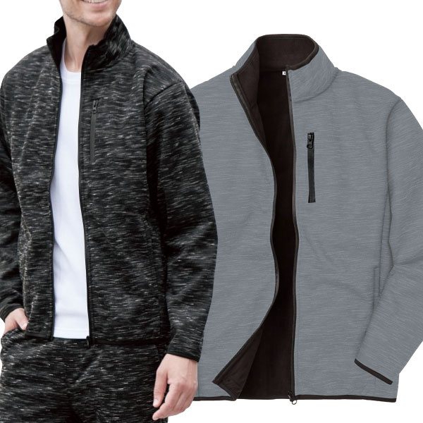 防風裏フリースZIPブルゾン 部屋着 外出用アウター メンズ 秋冬春 40代