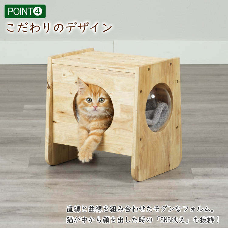 キャットキューブ キャットハウス 木製 天然木 椅子 スツール サイド
