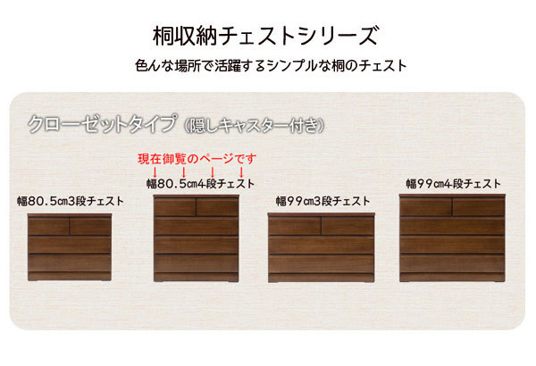 クローゼットチェスト ダークブラウン 幅80.5cm 4段 収納家具 日本製
