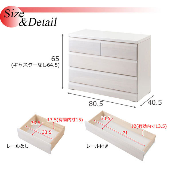 日本製 クローゼットチェスト ホワイト 幅80.5cm 3段 収納家具 完成品 