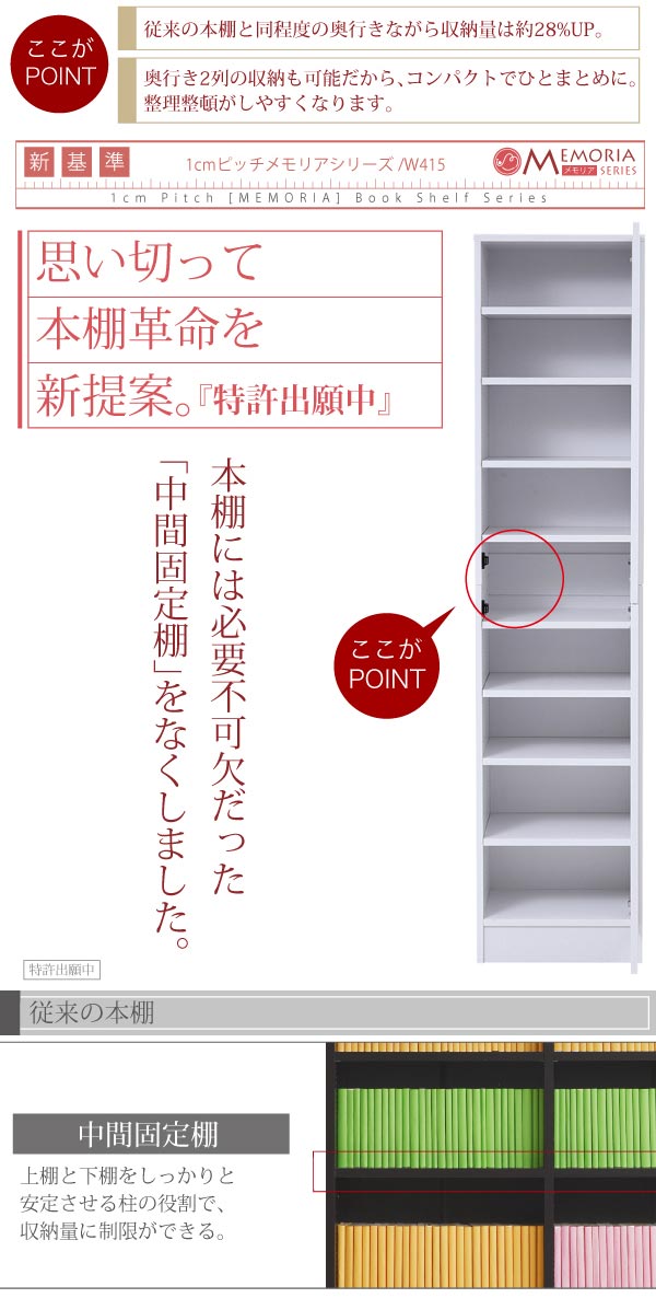 本棚には不可欠だった中間固定棚をなくした
