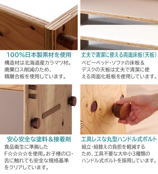 tsumugi:123セット 子どもの成長に合わせたスタイル ベビーベッド
