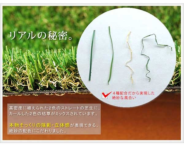 人工芝ロールタイプ 芝生 4種配合 水抜き穴付き 幅1×長さ10m 芝丈30mm