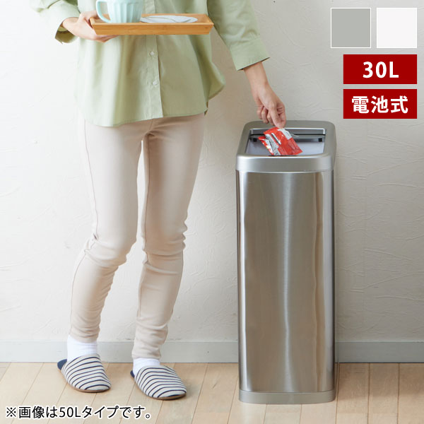 谷村実業 シャッター式横開きセンサーゴミ箱 30L 自動開閉 キッチン