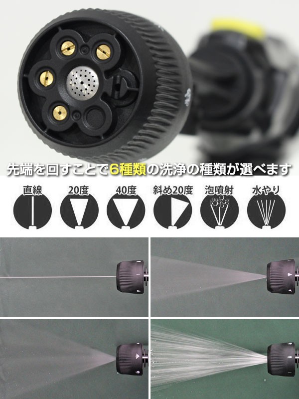 充電式 高圧洗浄機 蛇口に繋がない どこでも水圧洗浄散水機 ノズル充実 