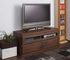 天然木テレビボード 幅101cm ダークブラウン