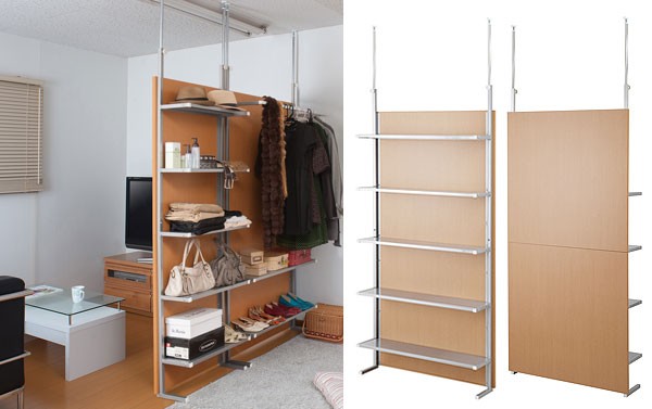 日本製 間仕切りパーテーションシリーズ 突っ張り 収納棚 棚板5段 幅