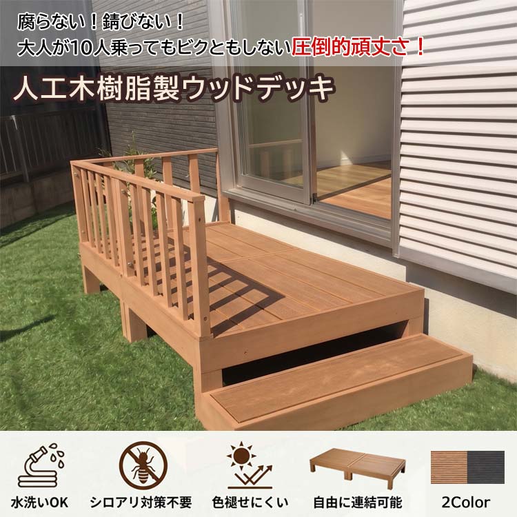 木製 パネル 飾り台 什器 古材風　ウッドデッキ　台座　蓋　角形　DIY ウッドデッキ 3点セット 本体×2＋コーナーパネル 人工木 樹脂 腐り
